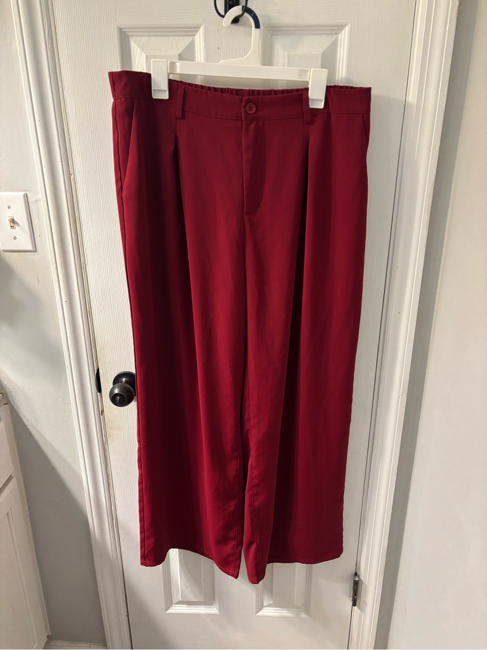 Wide Leg Trousers in Deep Red